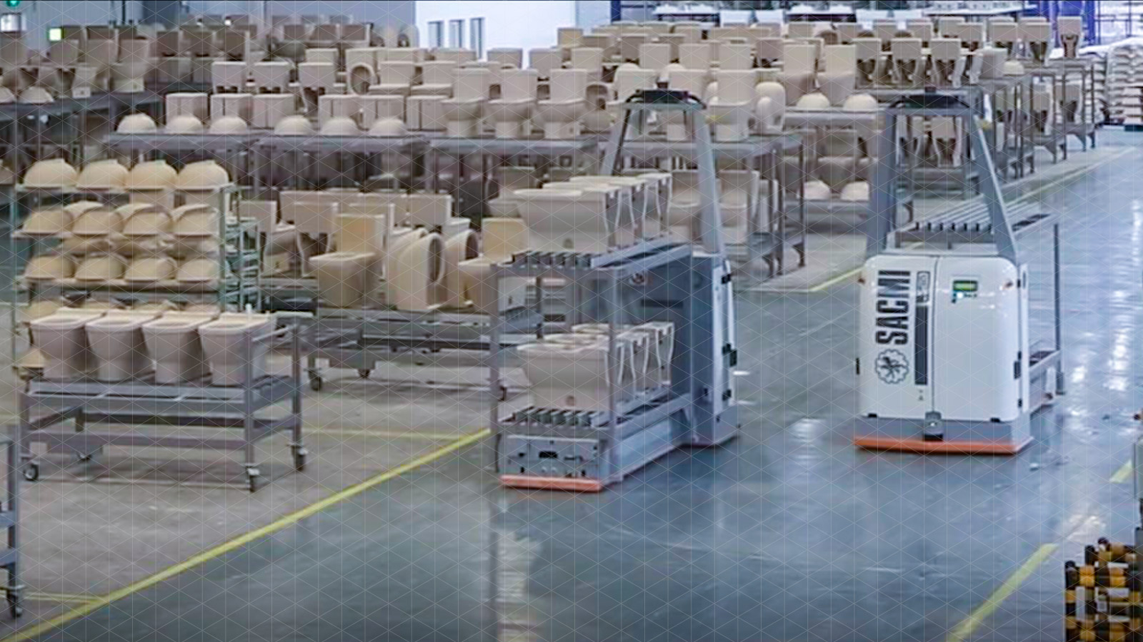 Laser guided vehicles and automatic management of the production